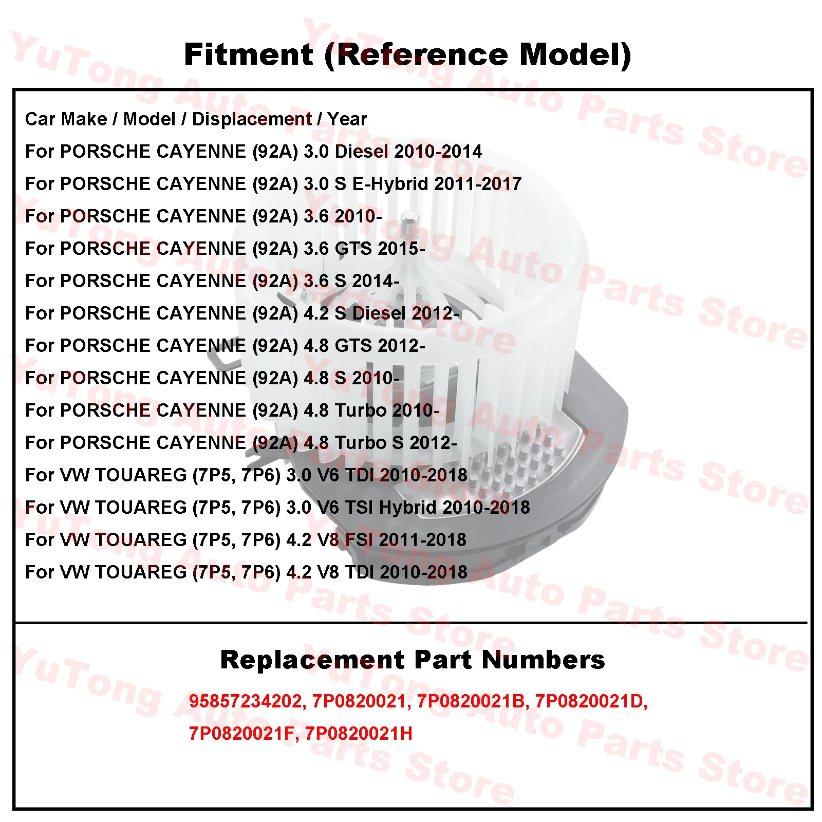 7P0820021B Motor del ventilador para Porsche Cayenne y VW Touareg - imagen 4