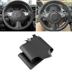 Funda de volante cosida de cuero para Nissan Maxima, Juke y 370Z