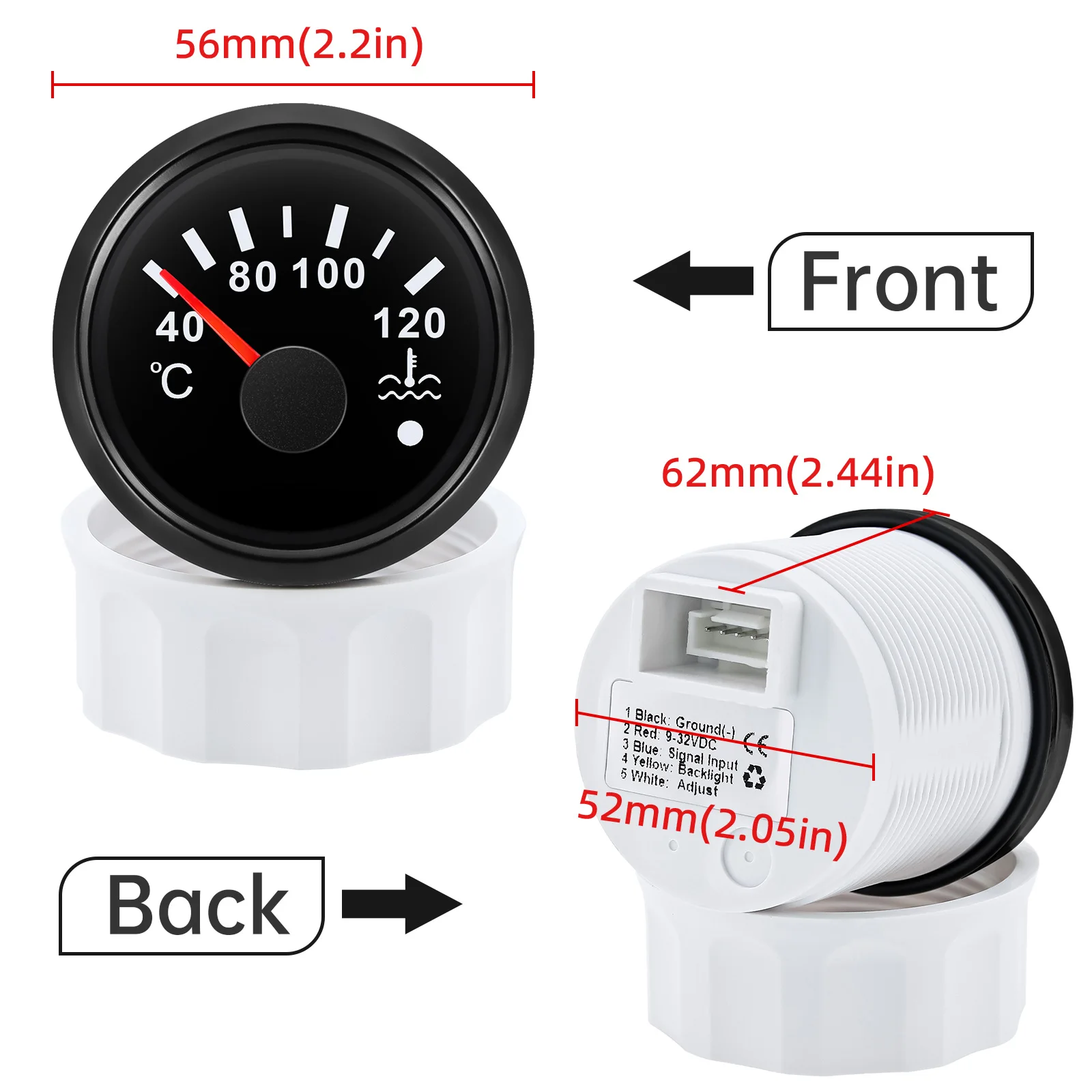 Reloj digital de temperatura del agua 40-120 °C impermeable con luz roja - imagen 4