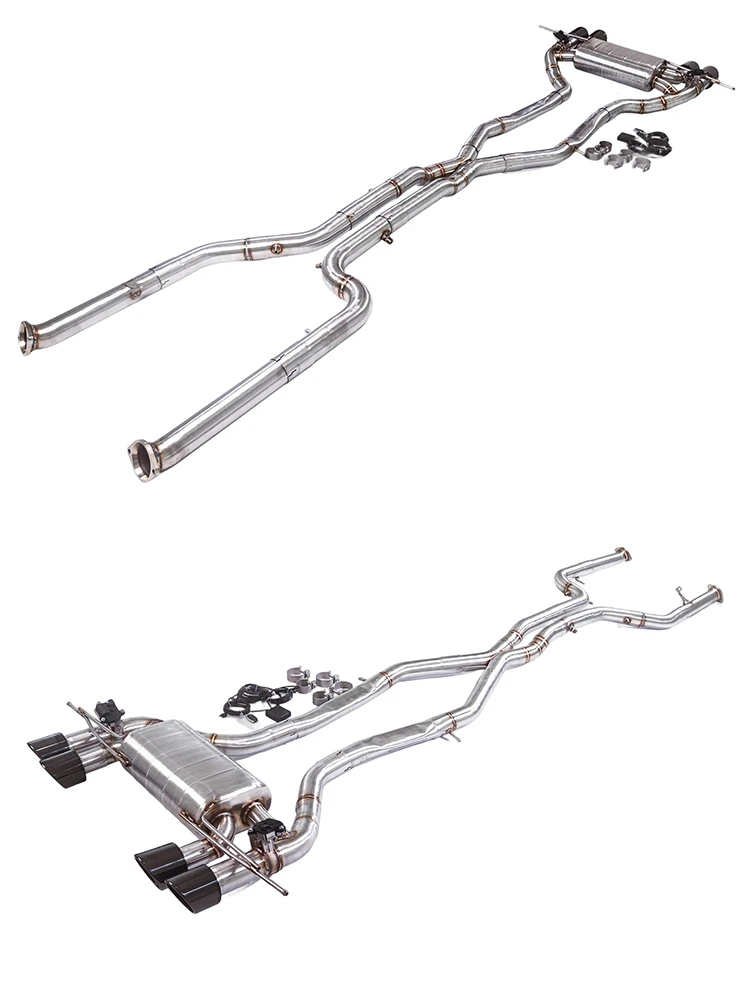 Sistema de escape catback con cuatro salidas en acero inoxidable