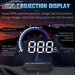 AD Proyector HUD OBD2 para parabrisas con velocímetro y temp