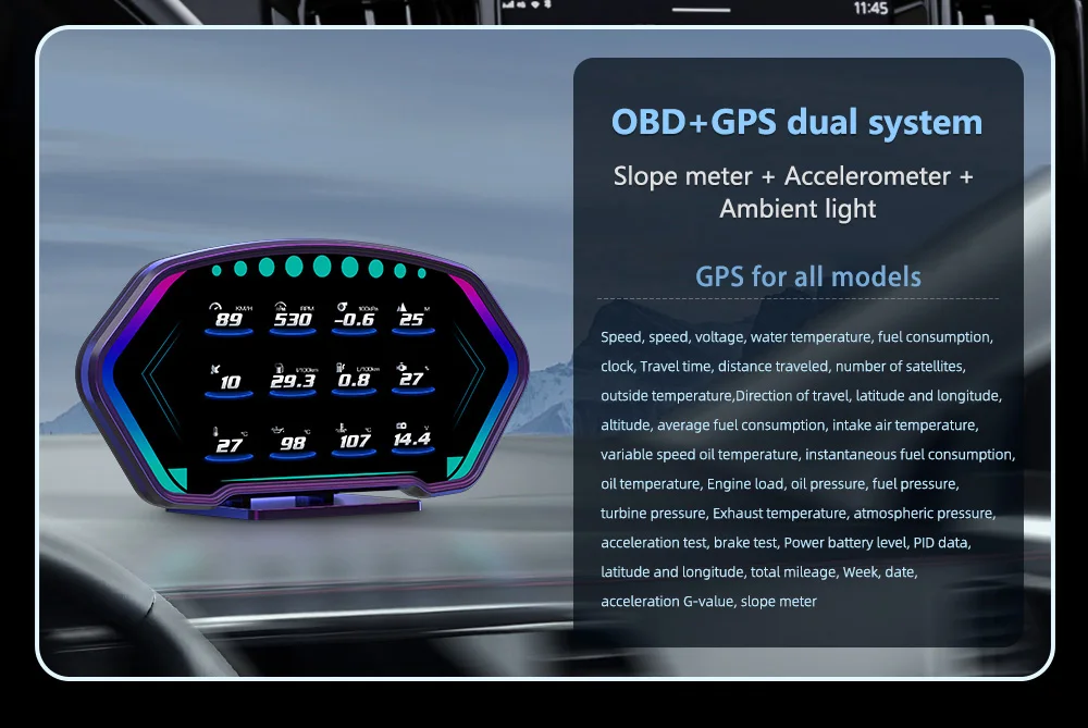Medidor GPS OBD con lecturas para el automóvil