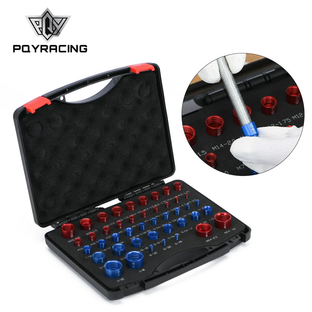 44 Uds. Herramientas de verificación de rosca de tuerca y perno, caja de calibre hembra métrico y macho, indicador identificador de perno/tuerca con caja de almacenamiento - imagen 3