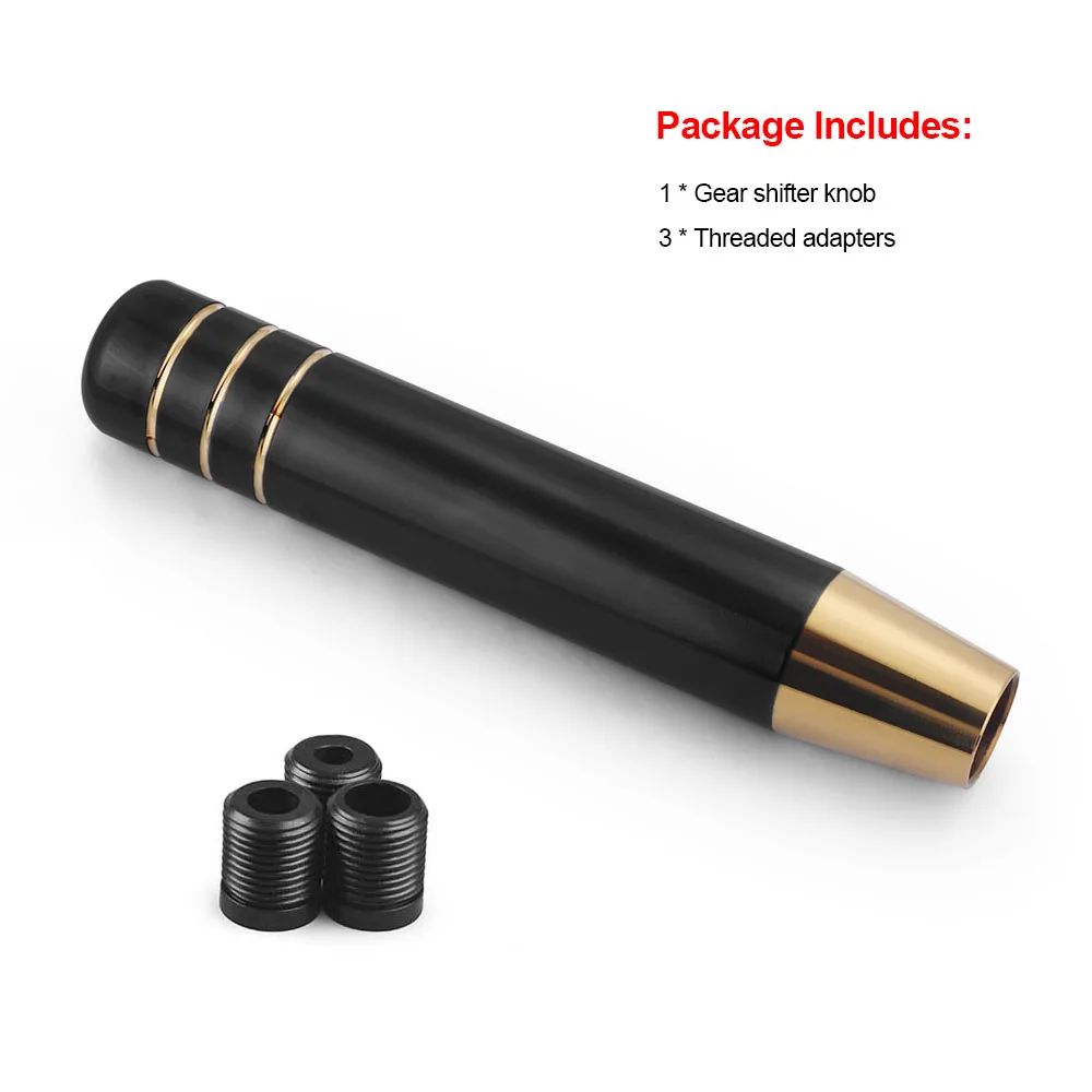 Pomo de cambio universal de aluminio negro y dorado - imagen 2
