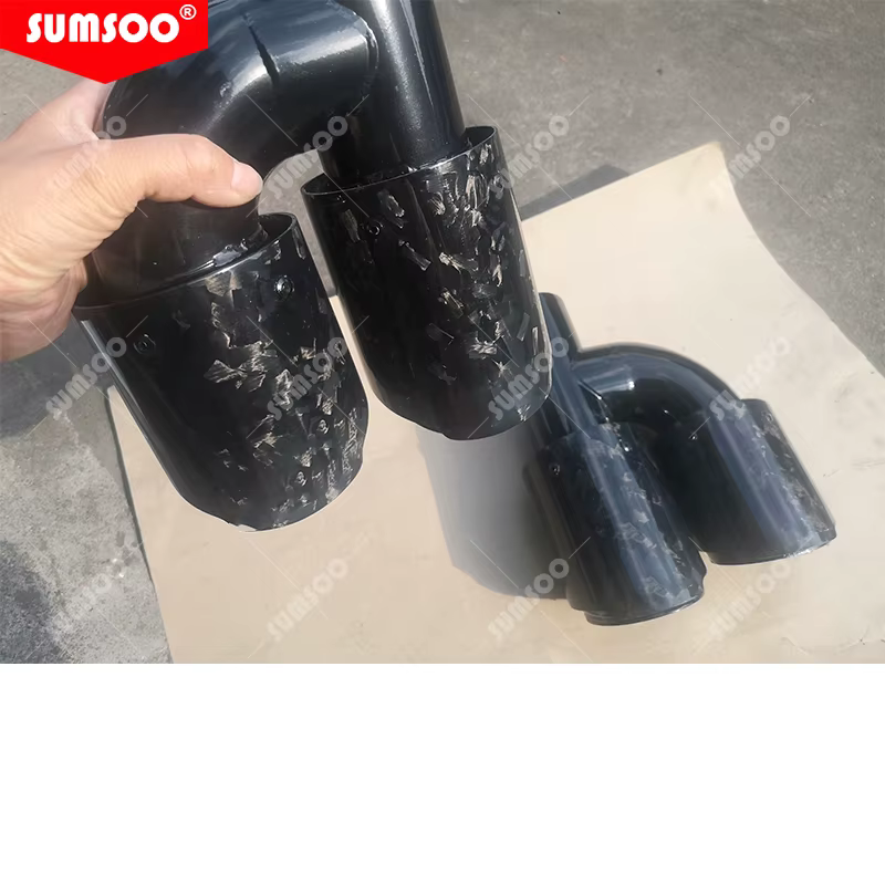 SUMSOO, cola de escape doble de fibra de carbono forjada negra - imagen 5