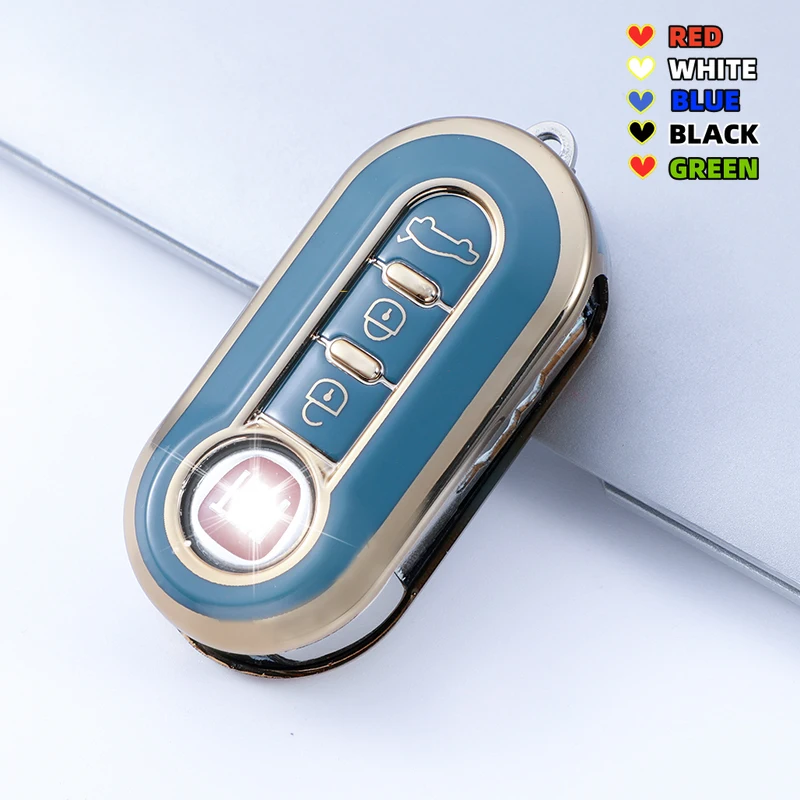 3 botones para Fiat 500 Ducato Panda Punto oro TPU coche Flip plegable funda para llave remota soporte protector llavero - imagen 4