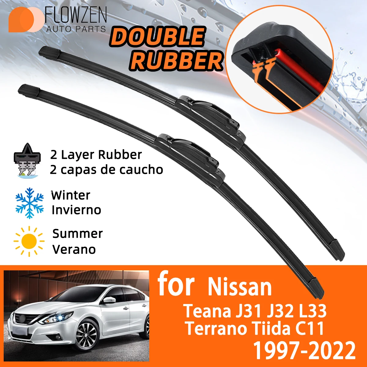 Escobillas limpiaparabrisas de goma Nissan Teana J31 J32 L33