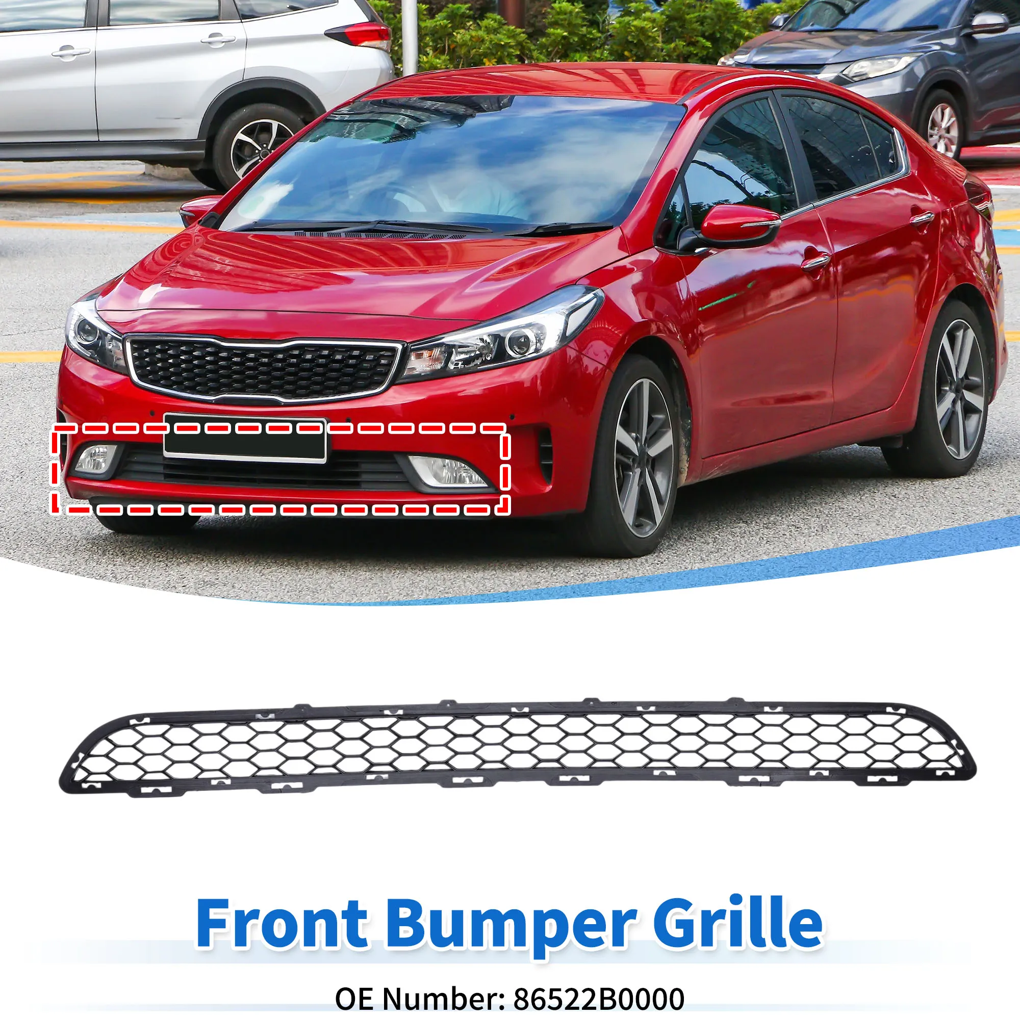 UXCELL Rejilla inferior Rejilla de parachoques delantero para Kia Forte 2017-2018 Rejilla de cubierta de parachoques 1 pieza