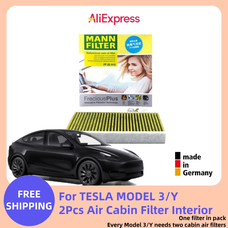 Filtro habitáculo MANNFILTER Tesla Model 3 y Model Y