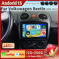Radio multimedia QLED Android 15 con CarPlay para Volkswagen Beetle
