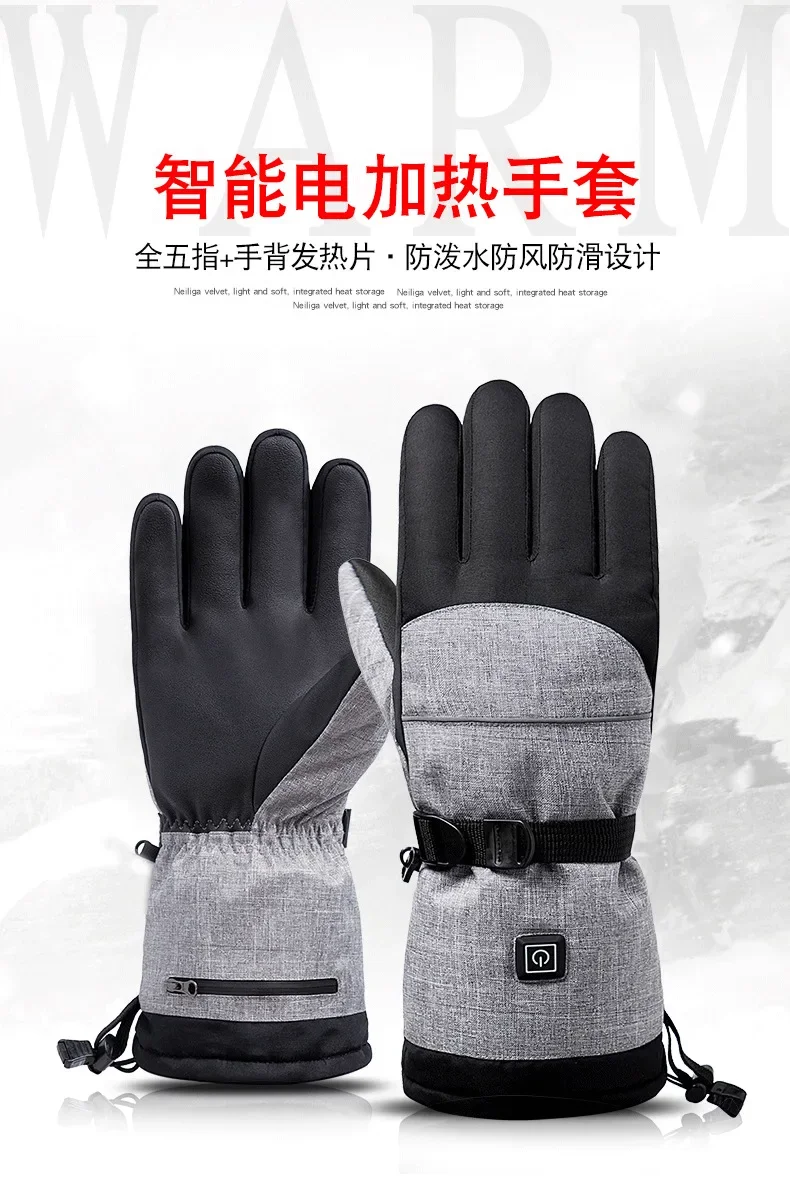Guantes calefactores resistentes al agua detalle de la superficie