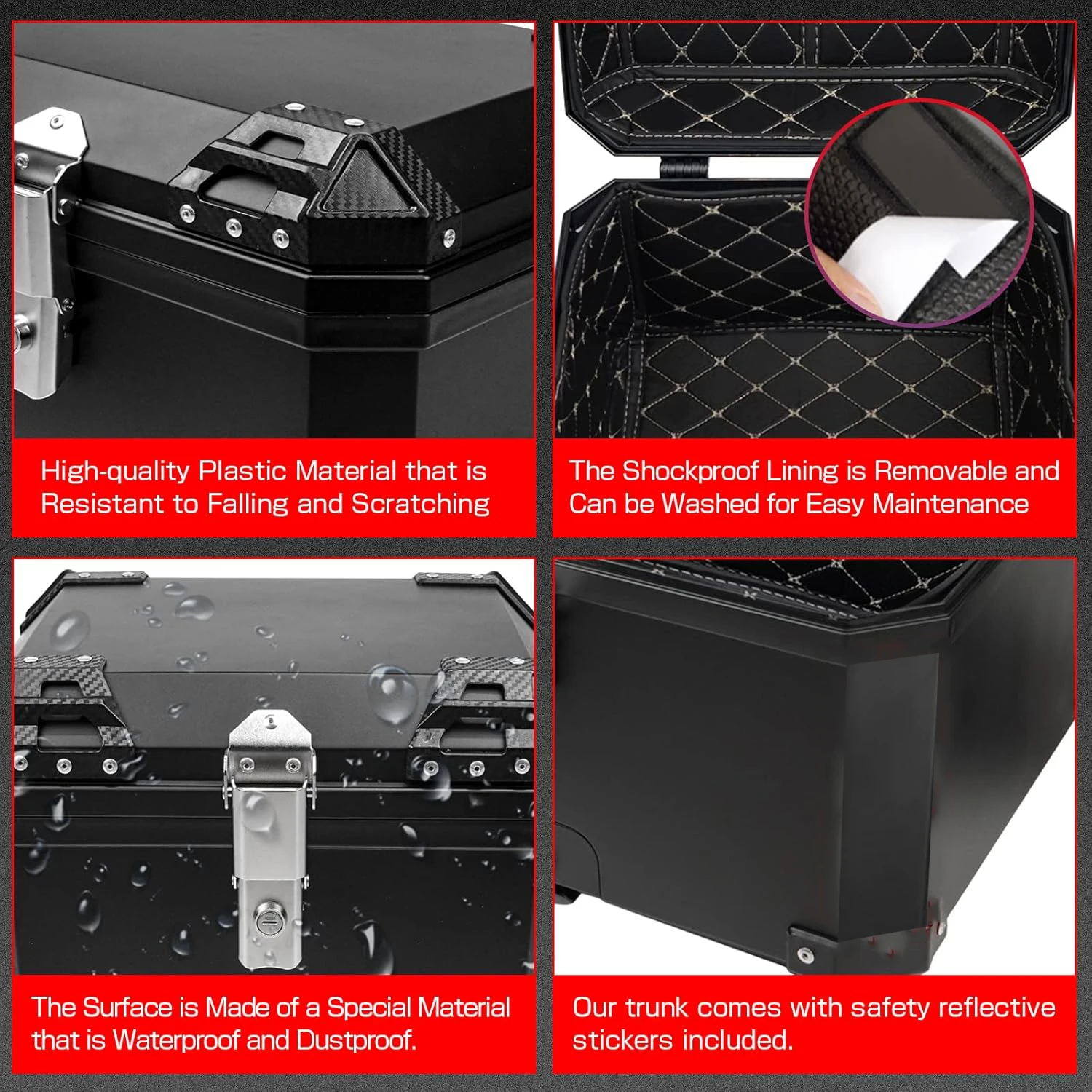 Maletero superior impermeable con cerradura y antichoques para moto - imagen 2