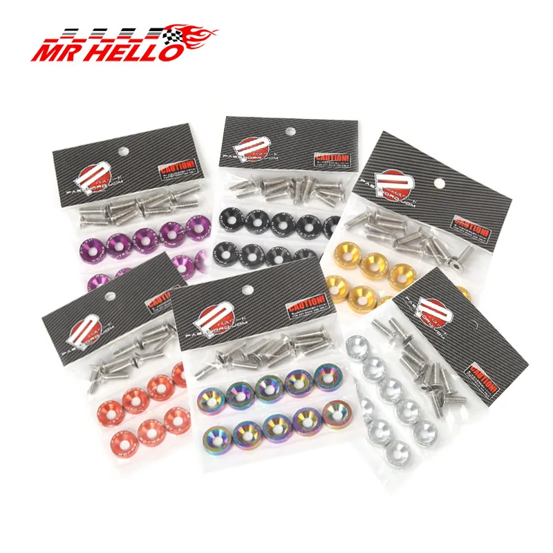 Kit de tornillos hexagonales y arandelas guardabarros aluminio JDM - imagen 2
