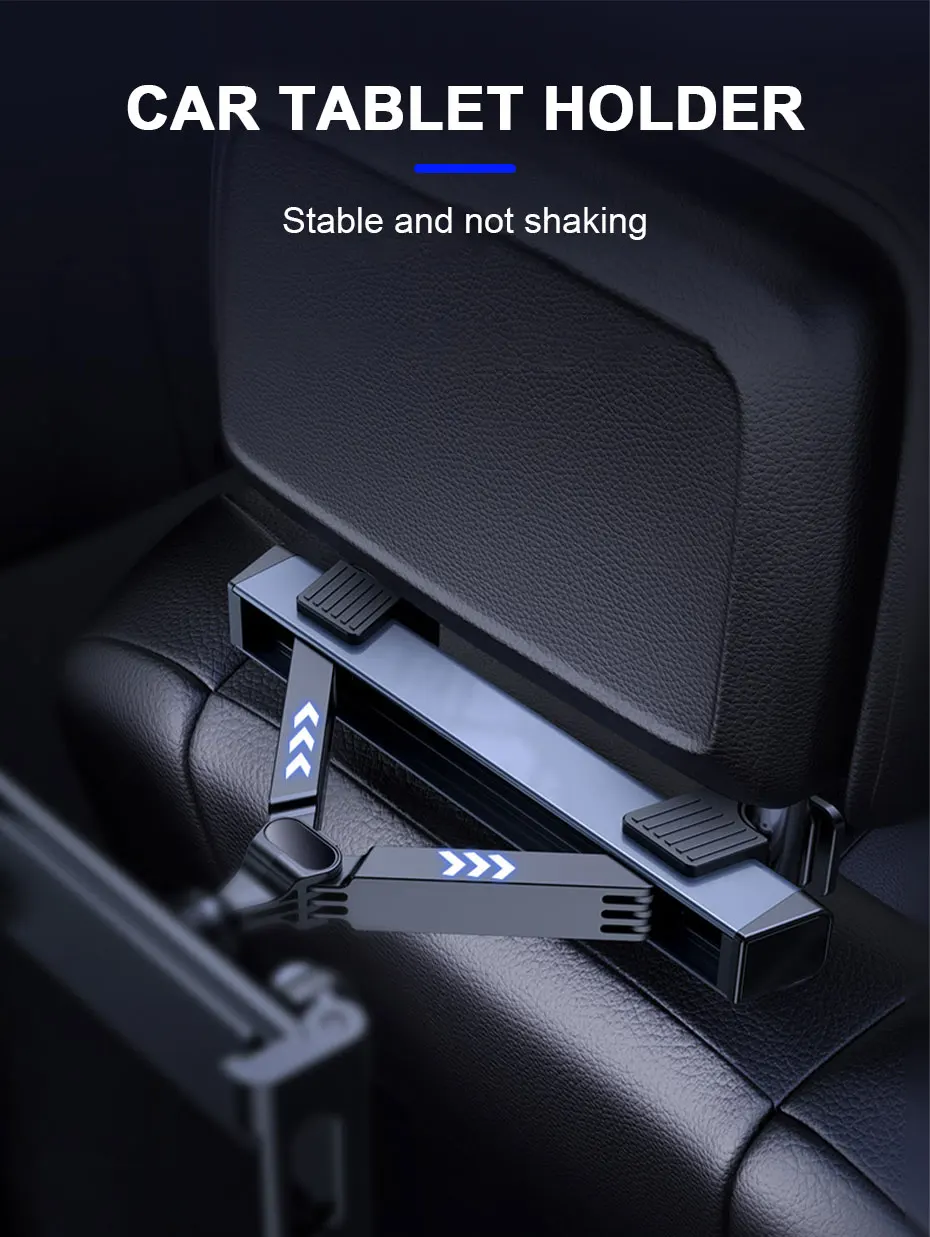 Soporte telescópico para tableta instalado en el reposacabezas del coche