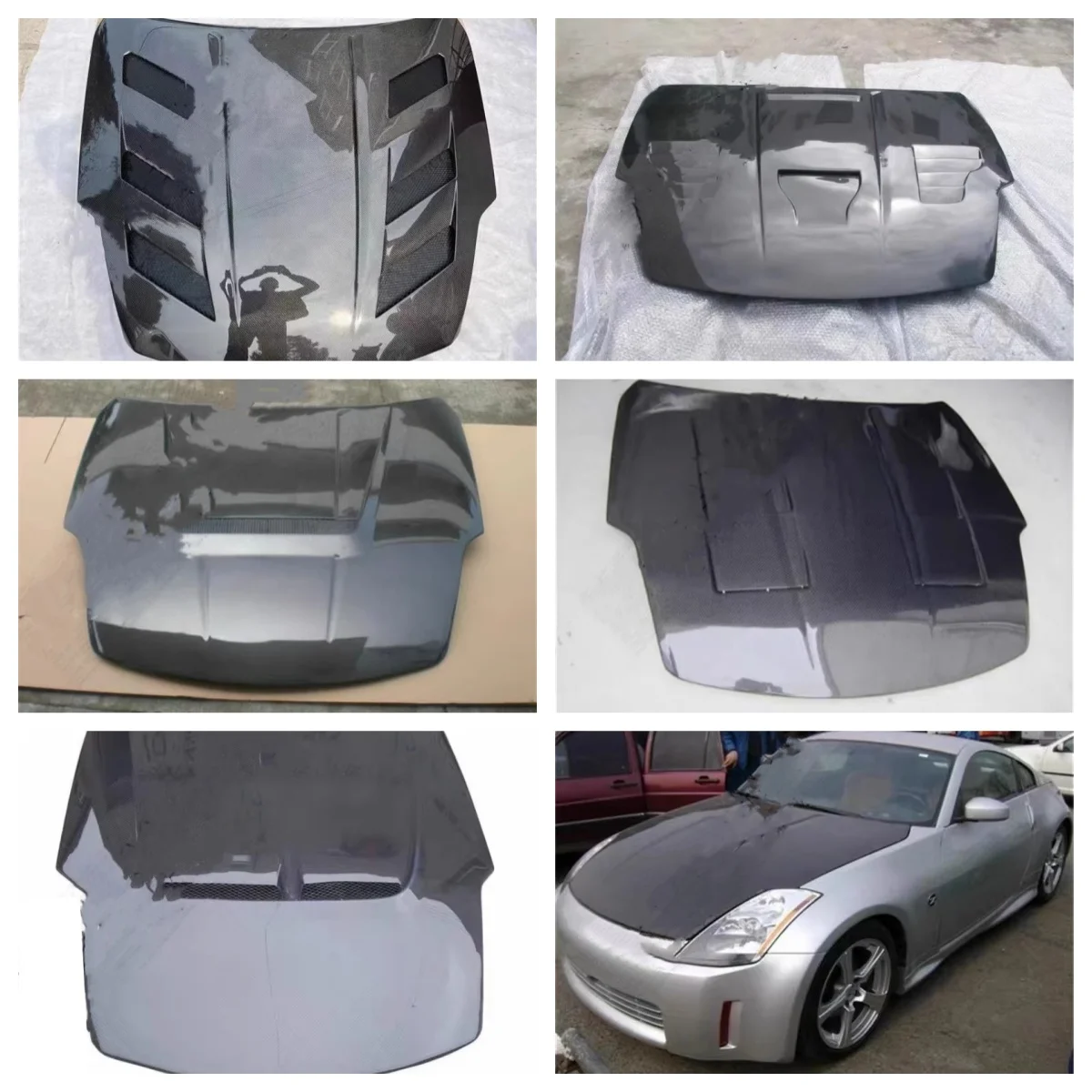 Capó de fibra carbono con cubierta motor Nissan 350Z Z33 tuning