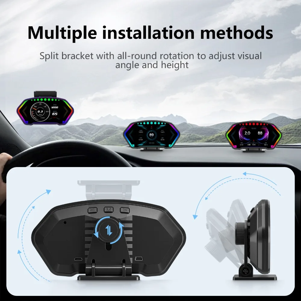 HUD GPS y OBD con inclinómetro, velocímetro y datos del motor - imagen 5