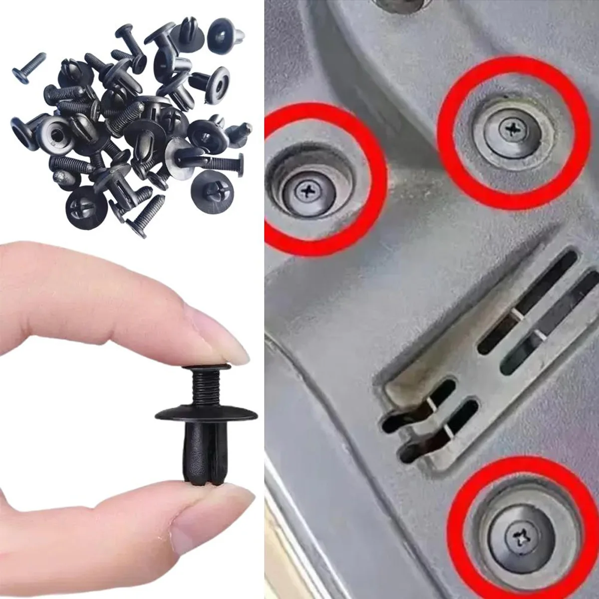 Clips de nailon negro 8mm para paragolpes y guardabarros universales - imagen 2