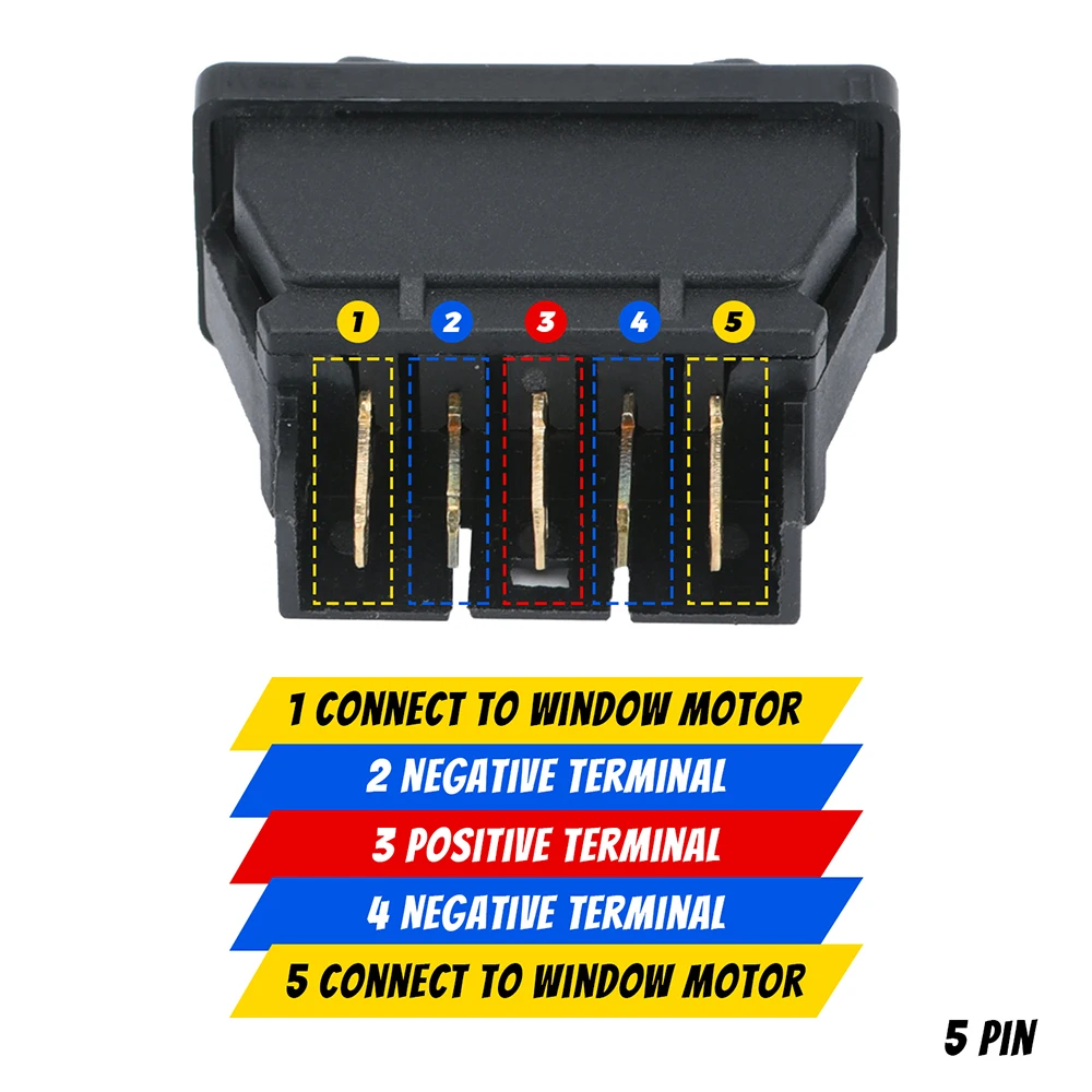 Interruptor elevalunas universal 5 pines 12V 20A luz azul/roja - imagen 5