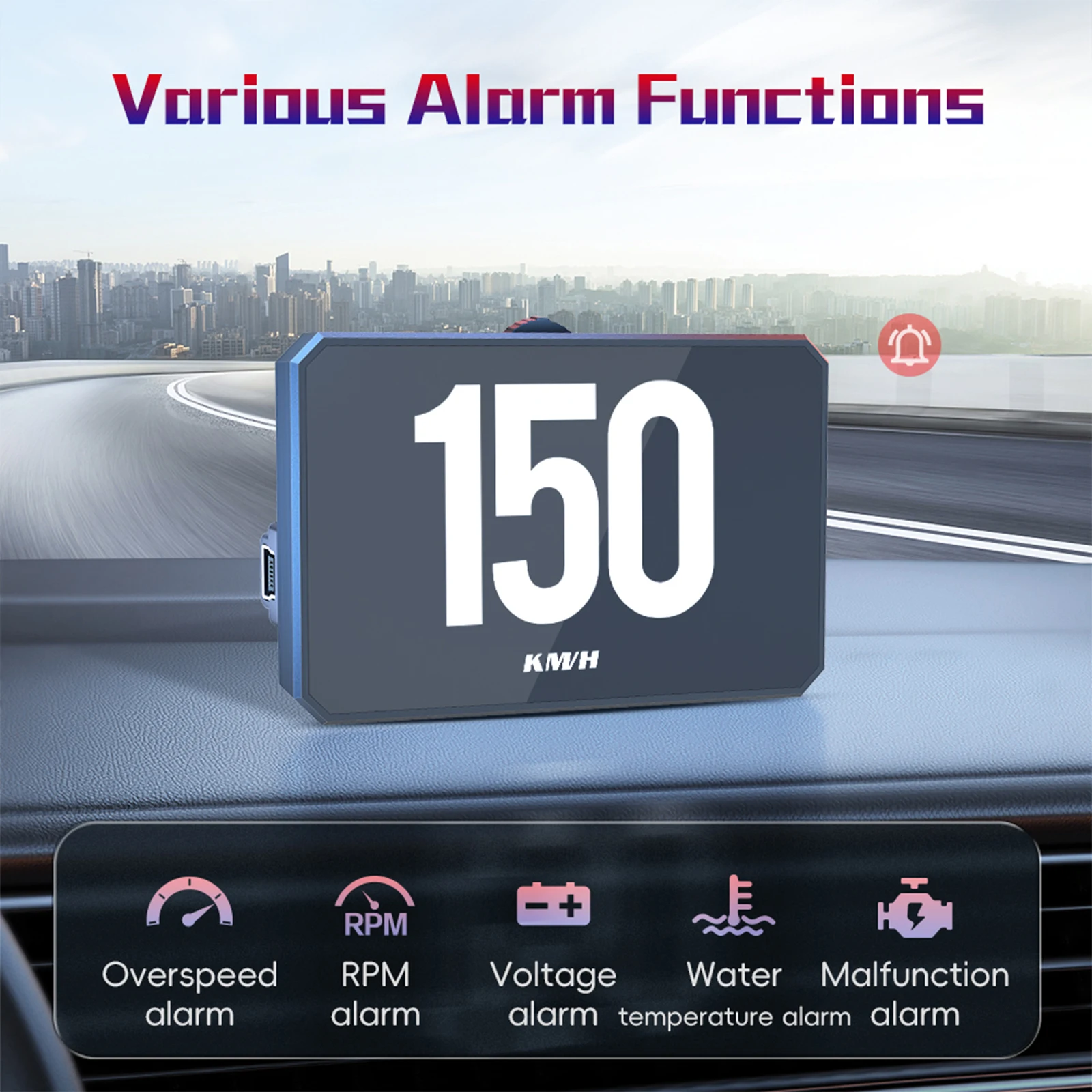Pantalla frontal P16 para coche OBD2, medidor de velocidad para coche HUD, tacómetro Digital inteligente OBD, medidor de voltaje de temperatura del agua, ordenador a bordo - imagen 5