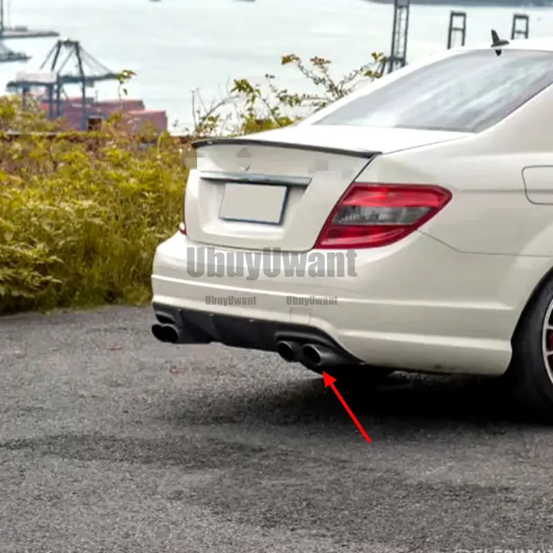 Para mercedes-benz W204 C180K C200 C260 C300 labio difusor de parachoques trasero 2004-2007 placa de alerón divisor de escape de coche de fibra de carbono