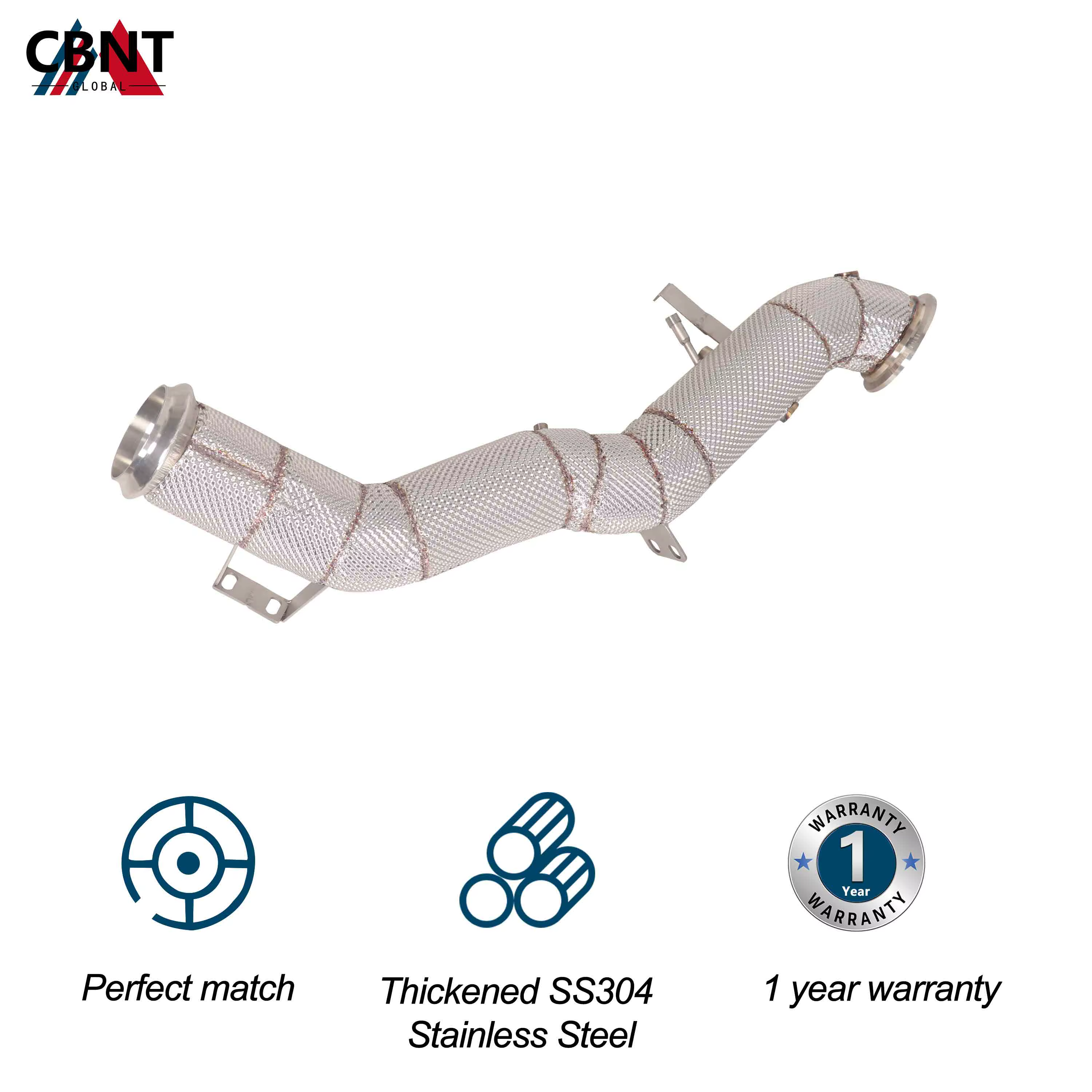 Tubo de bajada CBNT con escudo térmico SS304 – Mercedes C43 AMG M139 - imagen 2