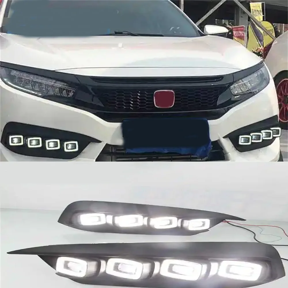 Para Honda Civic 2016 2017 2018 lámpara antiniebla Drl luz de circulación diurna impermeable 12V luz diurna frontal Led