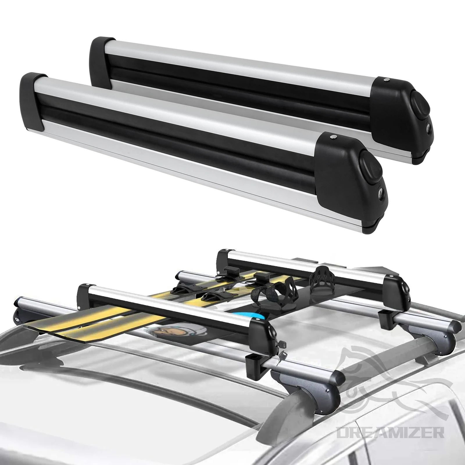 Portaequipajes techo coche aluminio ajustable para esquí y snowboard - imagen 2
