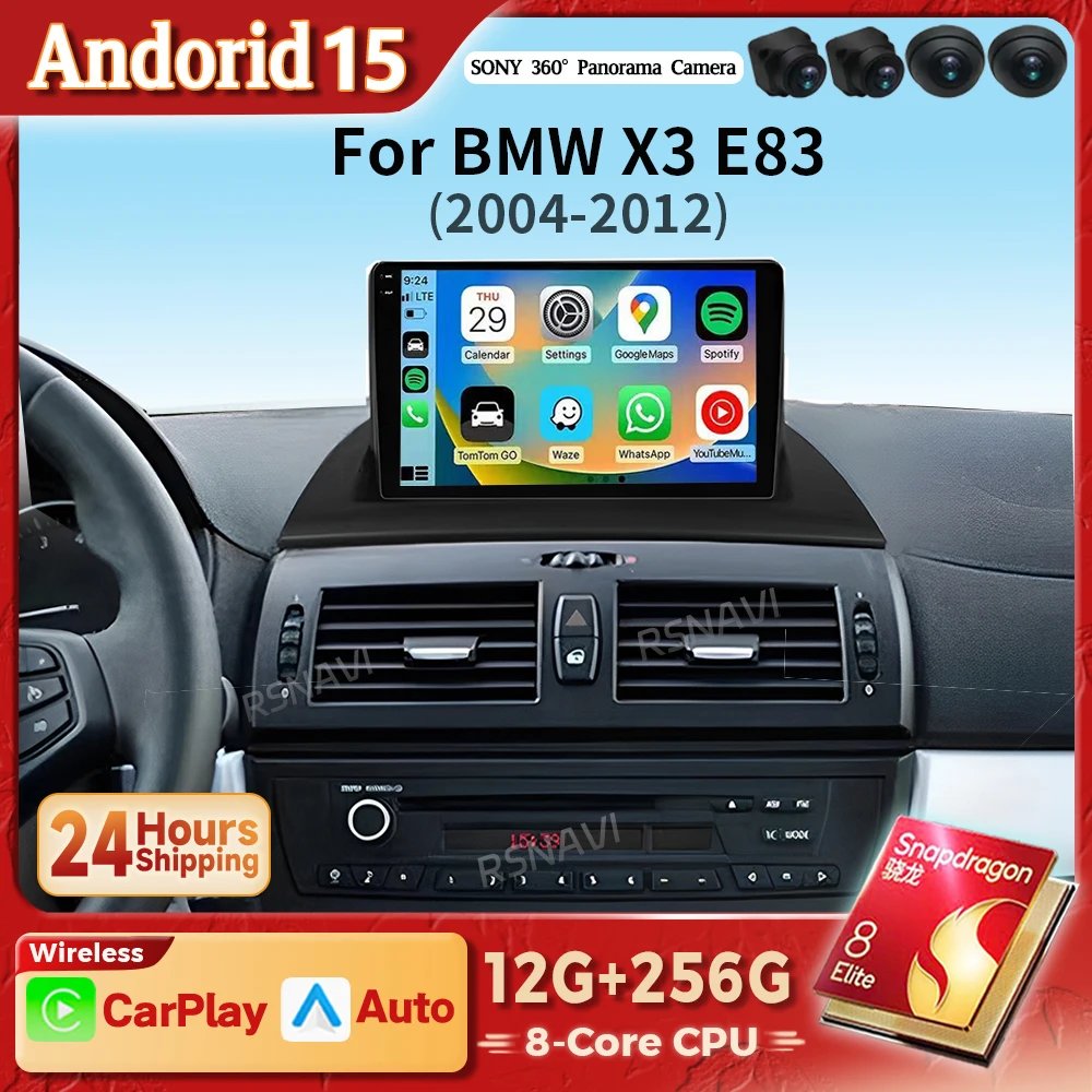 Autoradio Android Auto CarPlay para BMW X3 E83 con GPS y DSP
