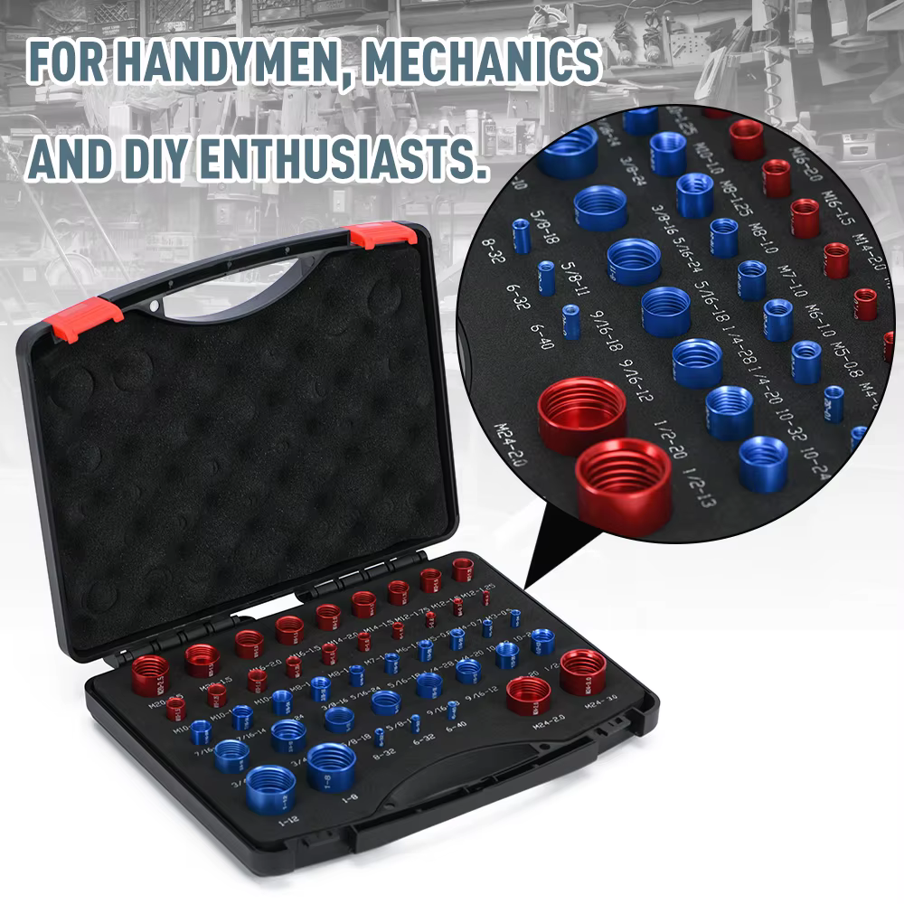 44 Uds. Herramientas de verificación de rosca de tuerca y perno, caja de calibre hembra métrico y macho, indicador identificador de perno/tuerca con caja de almacenamiento - imagen 2