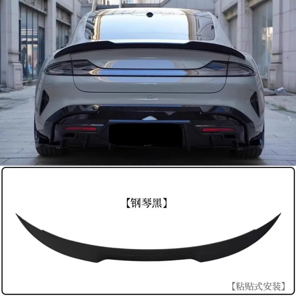 Kit de coche negro brillante para Xiaomi Su7, pala delantera modificada, labio trasero, alerón trasero, falda lateral de esquina - imagen 5