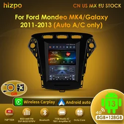 Hizpo 9,7 "Radio de coche Android para Ford Mondeo Mk4 Galaxy A/C 2011-2013 para reproductor de vídeo Multimedia estilo Tesla 2Din GPS Carplay
