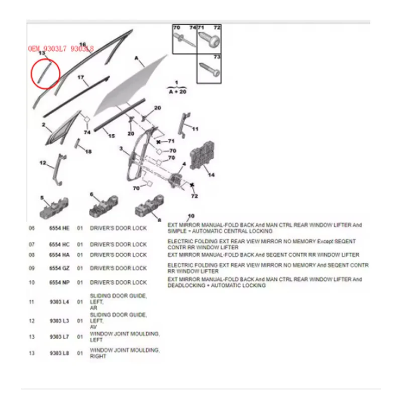 Junta de ventana para embellecedor de vidrio Citroën C4 - imagen 4