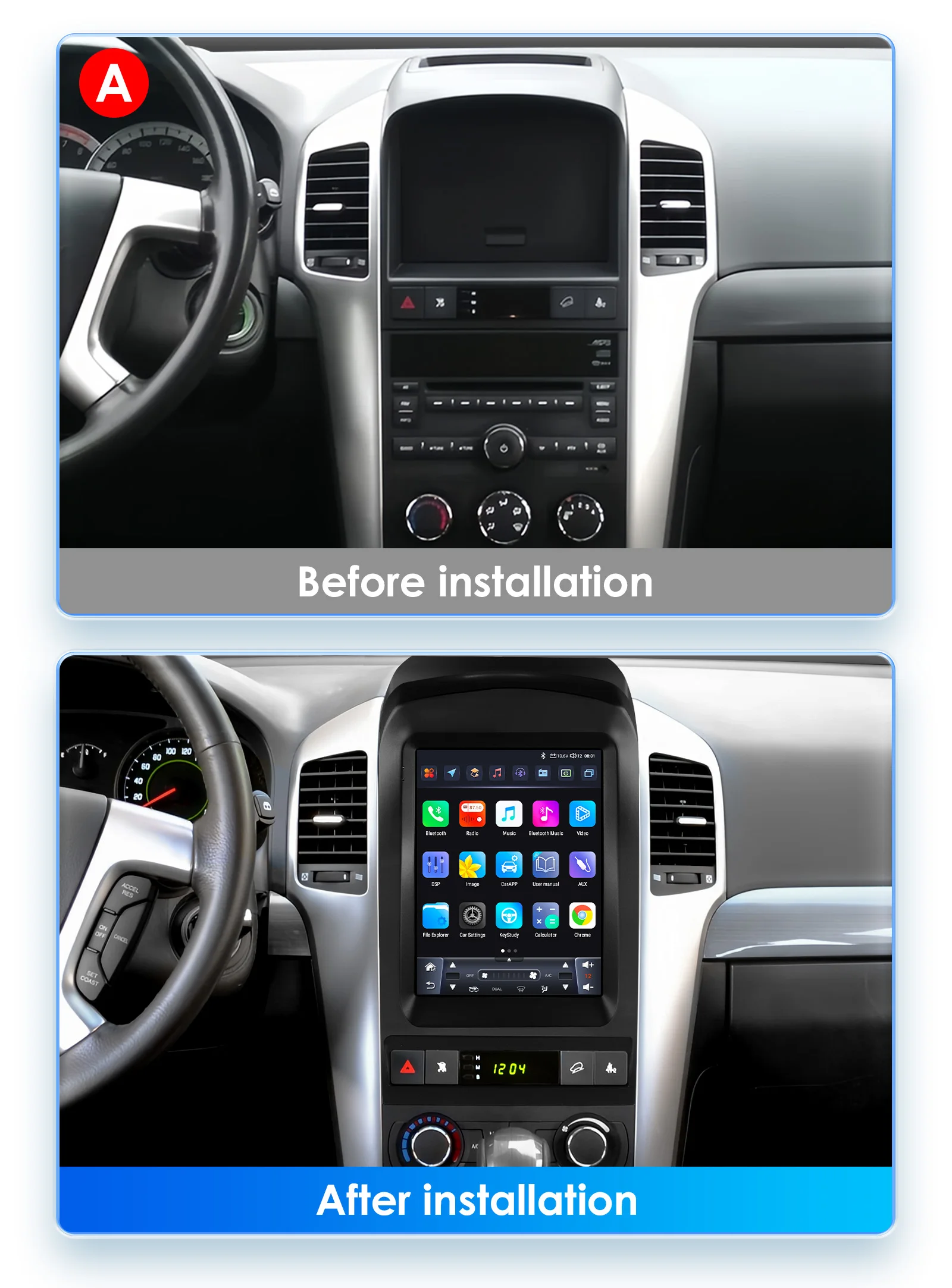 Hizpo Radio 2 DIN con Android Auto y CarPlay – Chevrolet Captiva Sport - imagen 4
