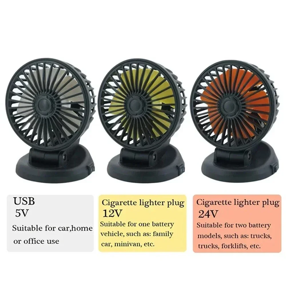 EAFC Ventilador de coche USB de doble cabezal orientable 360° - imagen 3