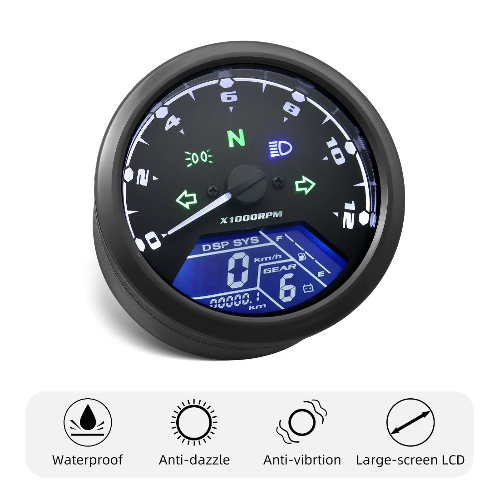 Universal Motorcycle Tachometer Speed MPH KMH Mileage Fuel Consumption 1-4 Cylinders LCD Digital Gauge For All Cars Accessories - imagen 5