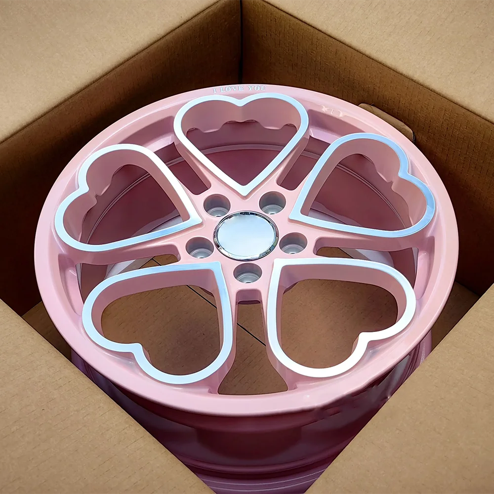 Llantas forjadas con diseño corazón cromado rosa y negro para Honda Civic - imagen 3