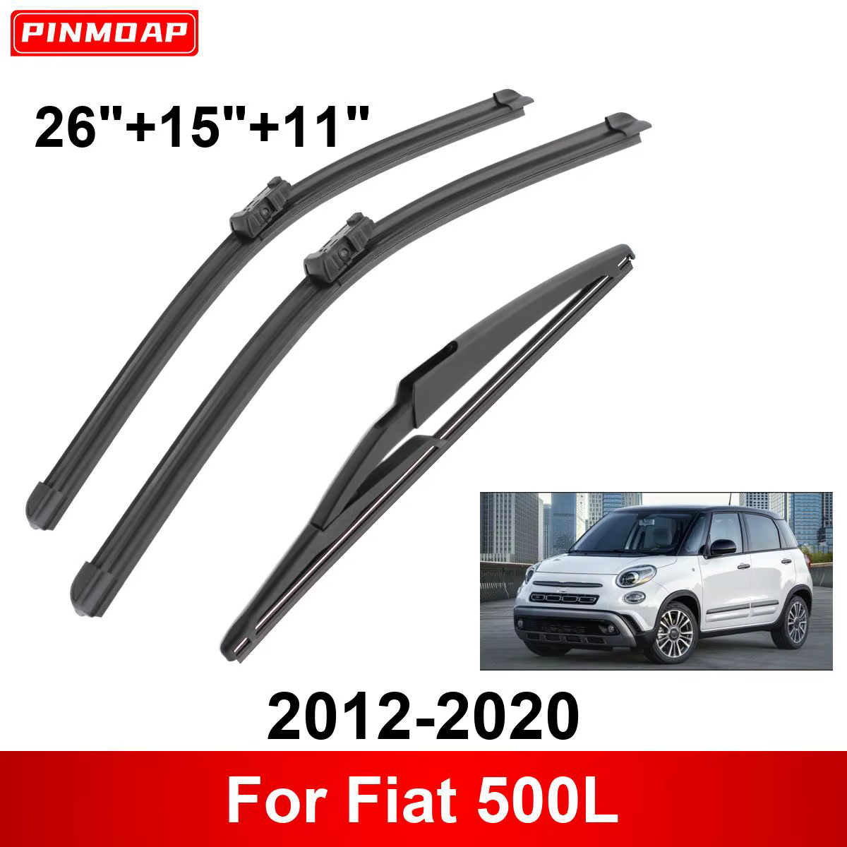 Escobillas limpiaparabrisas para Fiat 500L, delanteras y traseras
