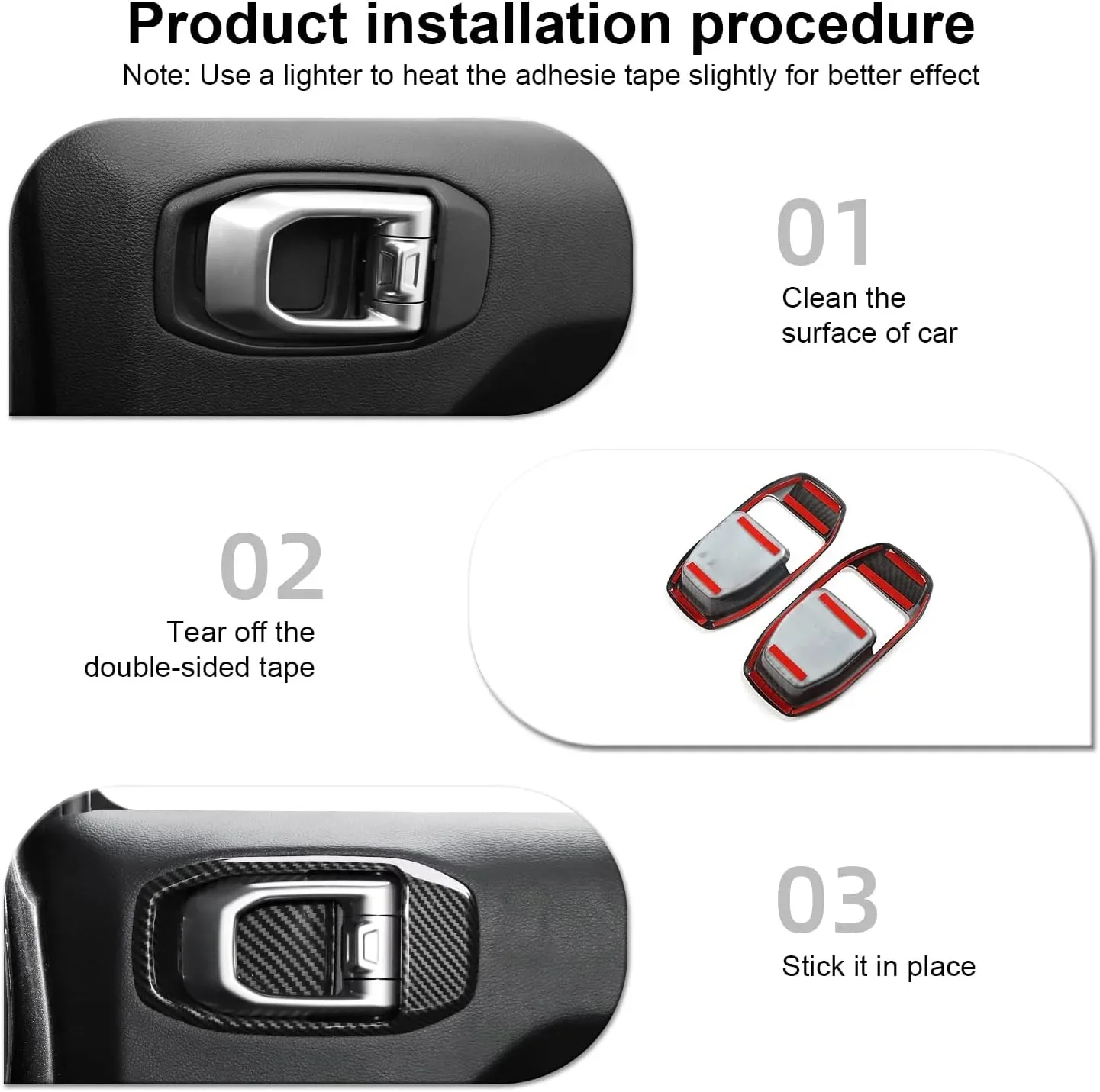 Moldura tirador puerta Jeep Wrangler JL 4 puertas fibra de carbono - imagen 3