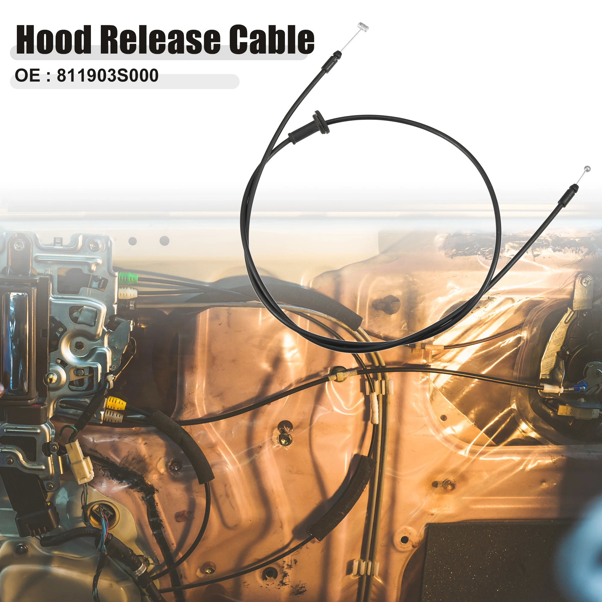 UXCELL Cable de liberación de pestillo de capó de coche apto para Hyundai Sonata Azera 811903S000