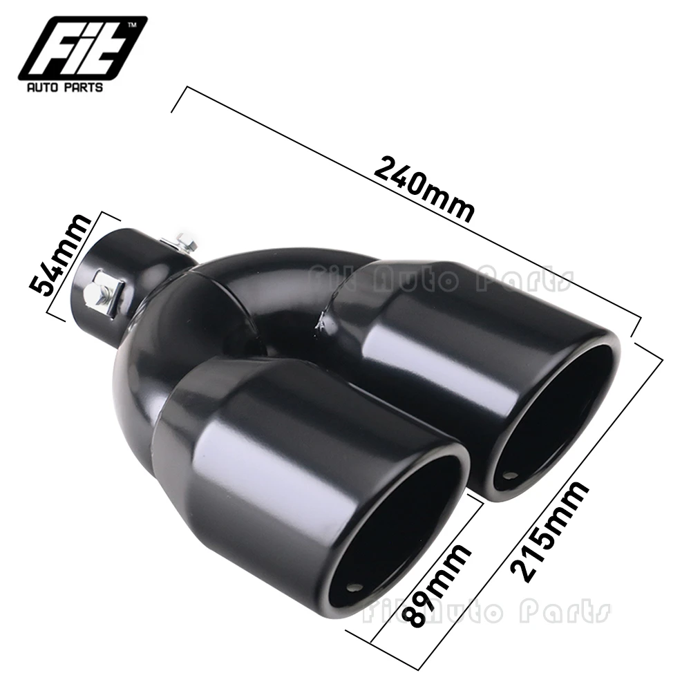 Terminales escape inoxidable doble 54-89 mm – Puntas redondas universales - imagen 3
