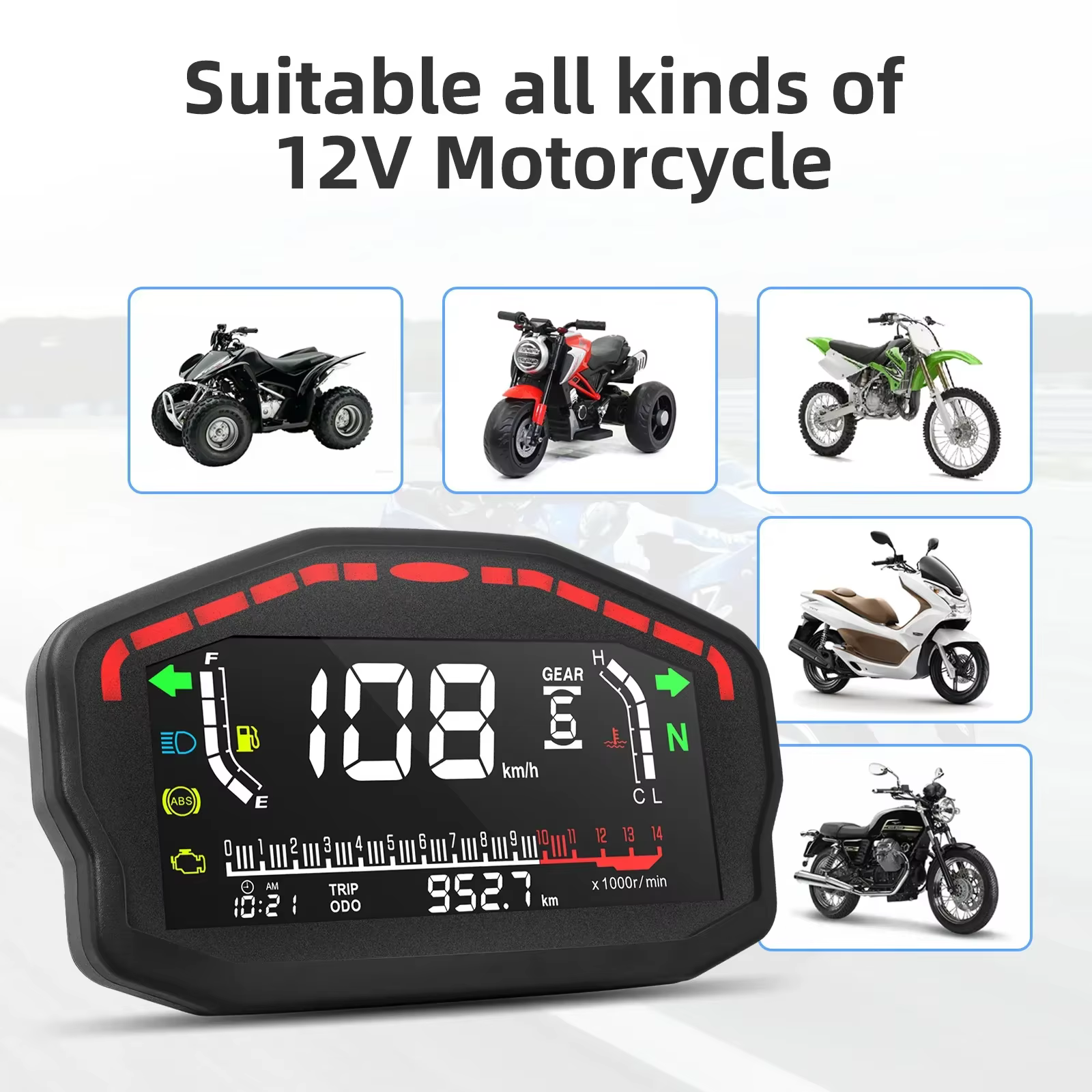 Velocímetro digital universal para moto, odómetro retroiluminado - imagen 5