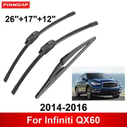 Limpiaparabrisas delantero y trasero para Infiniti QX60, escobillas, accesorios para automóviles, 2014, 2016, 2014, 2015, 3 piezas