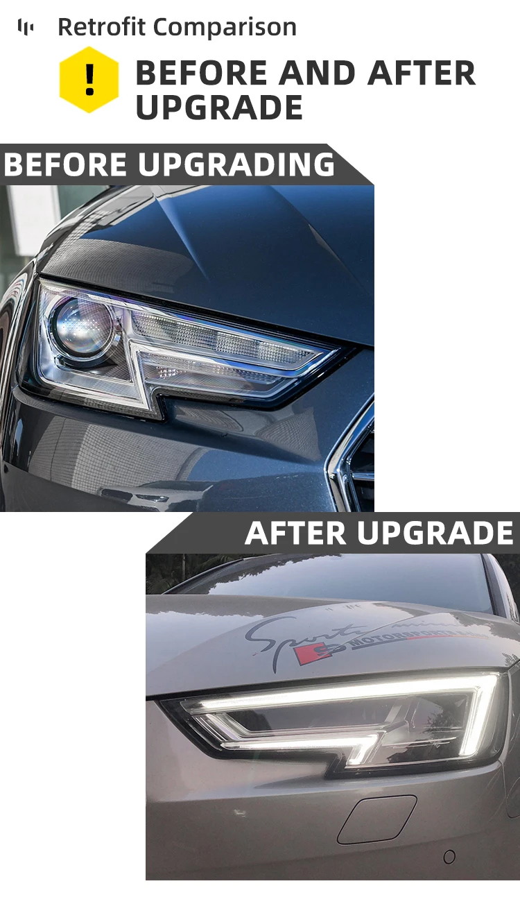 Vista del conjunto de faros LED Sewiyolin para Audi