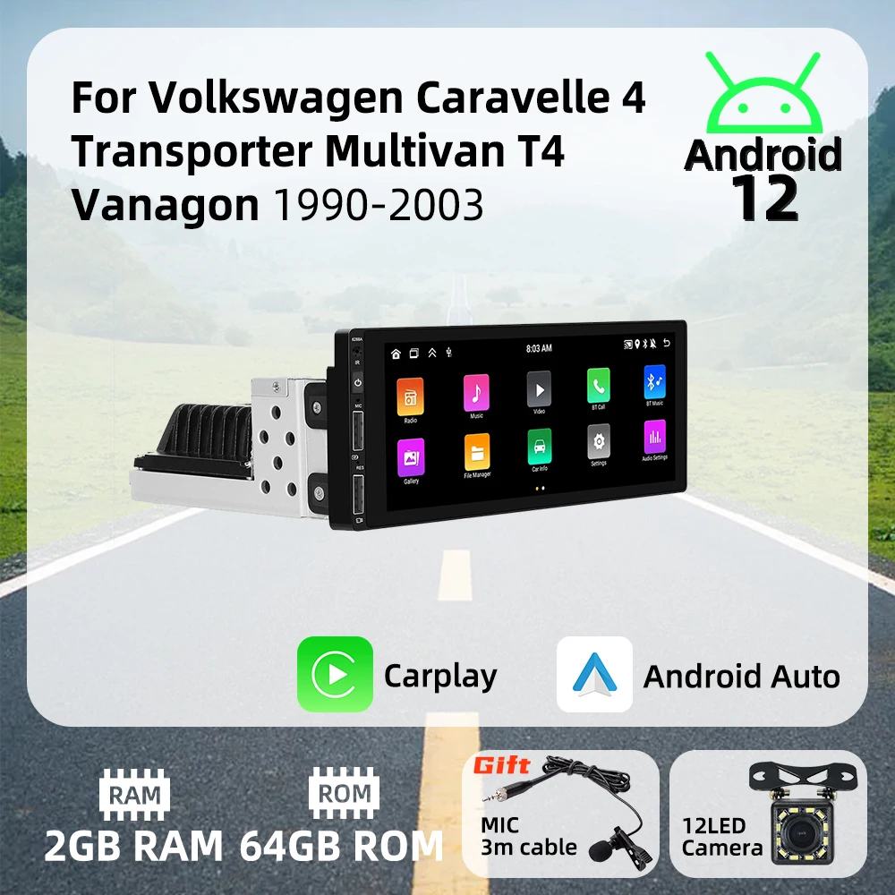 Radio 1 DIN Android GPS para Volkswagen T4 Caravelle 1990-2003