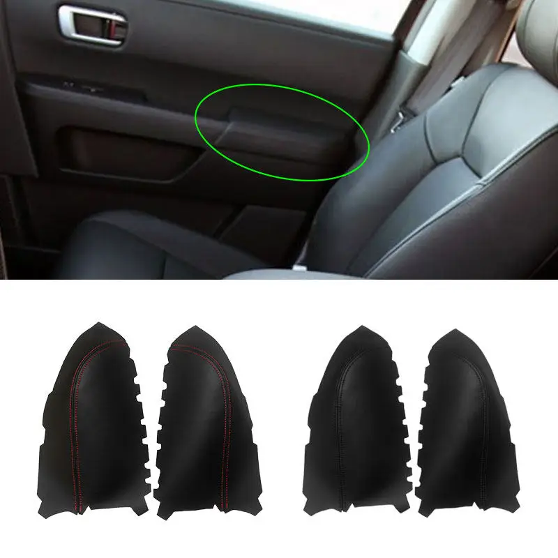 Para Honda Pilot 2009 2010 2011 2012 2013 2 uds cuero de microfibra Interior del coche Panel de puerta delantera/trasera cubierta de reposabrazos embellecedor - imagen 2