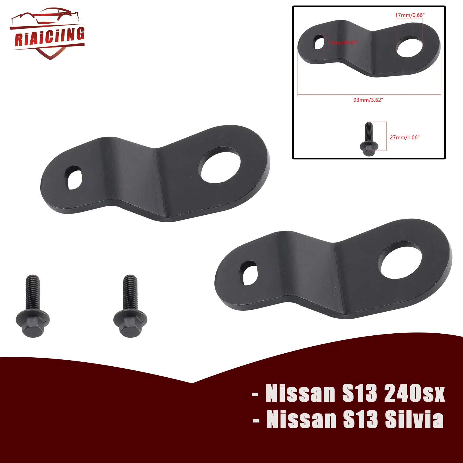 Soportes de radiador de aluminio negros para Nissan 240SX S13 Silvia