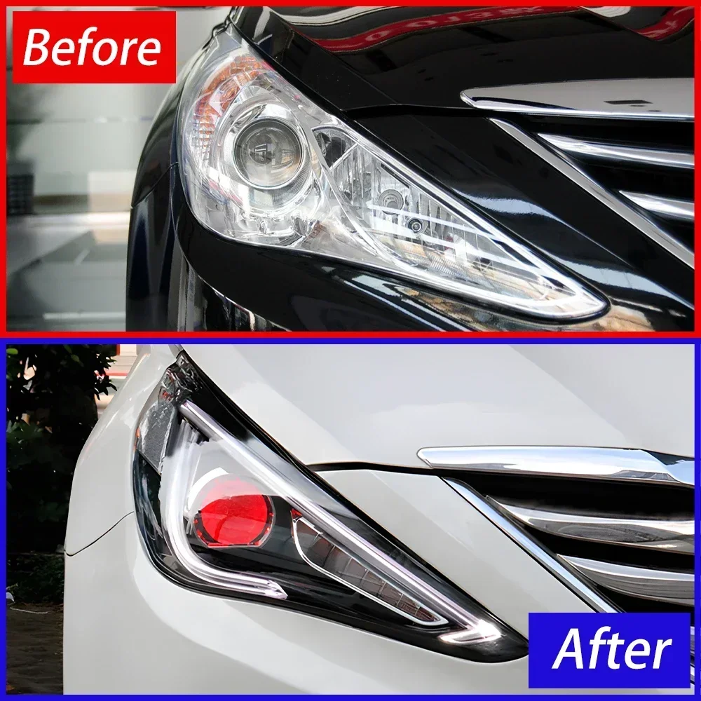 Faros delanteros LED Hyundai Sonata 2011-2015 estilo ojos de diablo - imagen 2