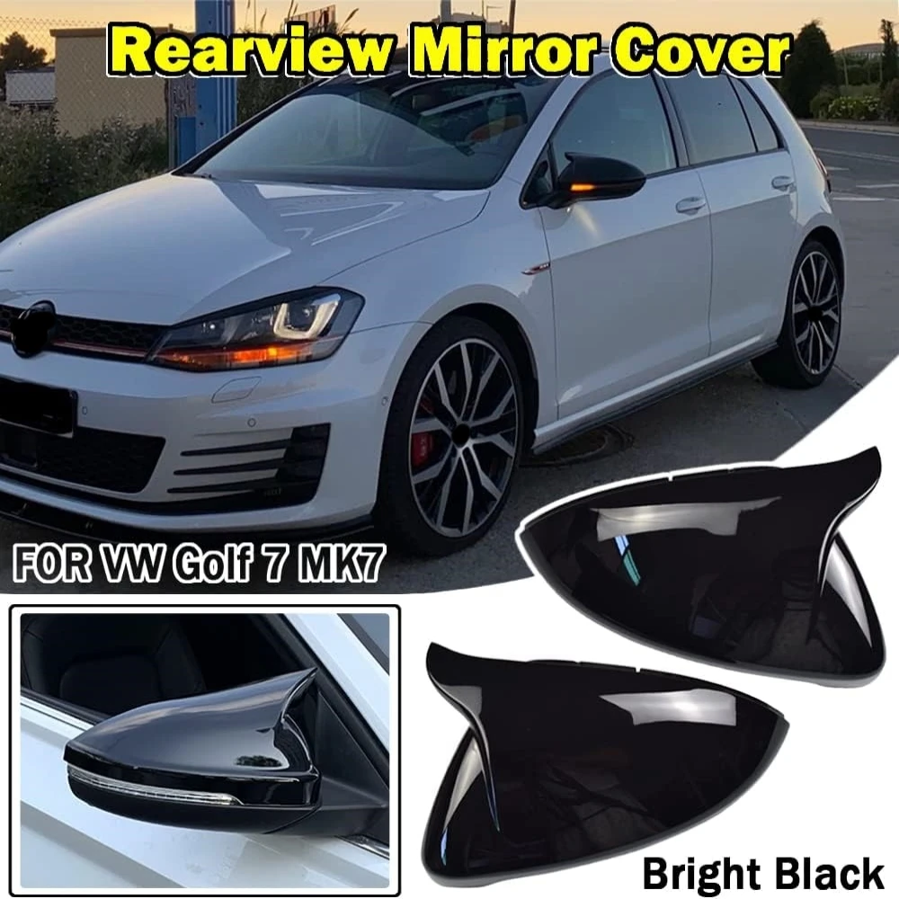 Carcasa de retrovisor negra brillante para VW Golf 7 MK7/MK7.5 GTI/R