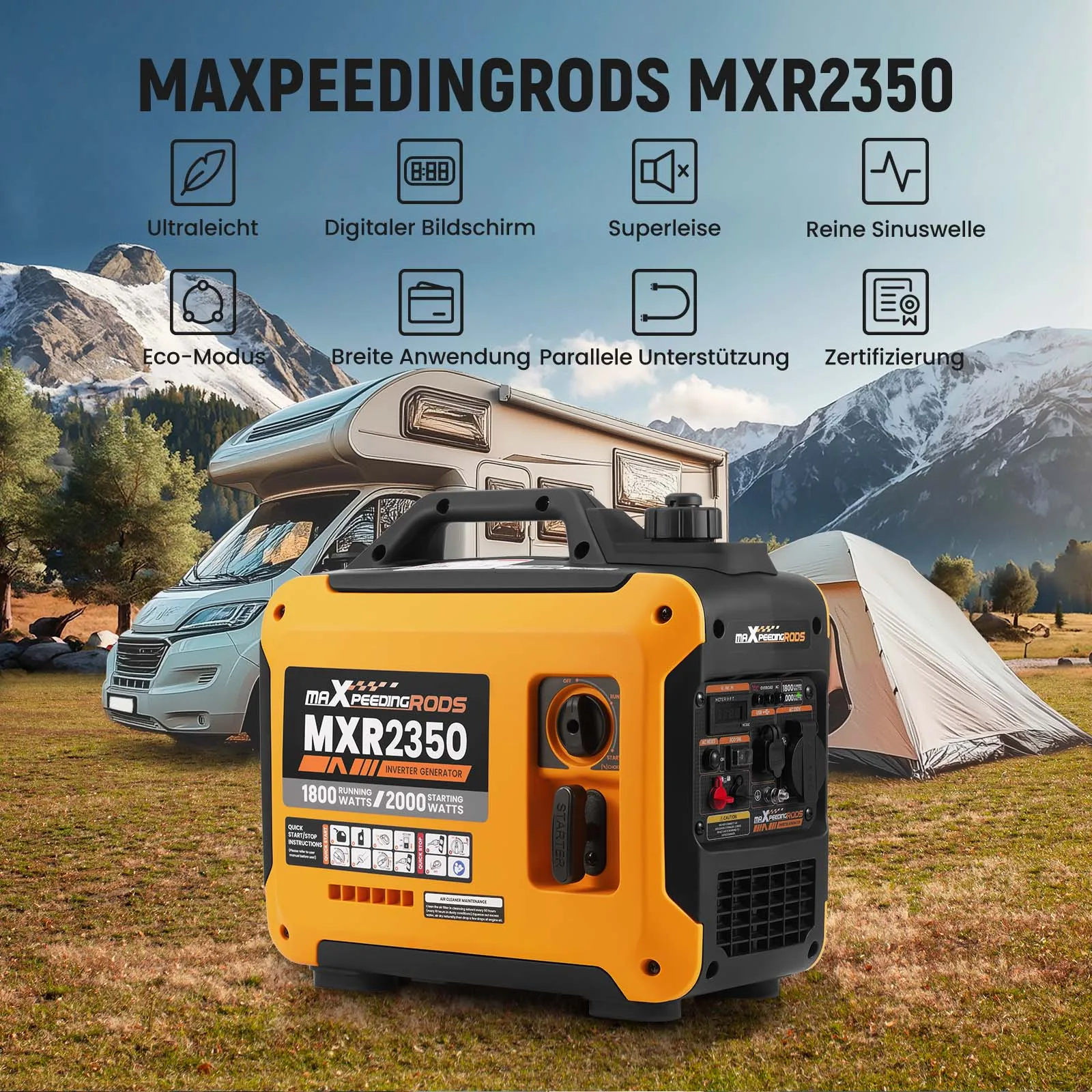 MAXPEEDINGRODS Generador Gasolina 2000W Silencioso Portátil para Camping - imagen 3