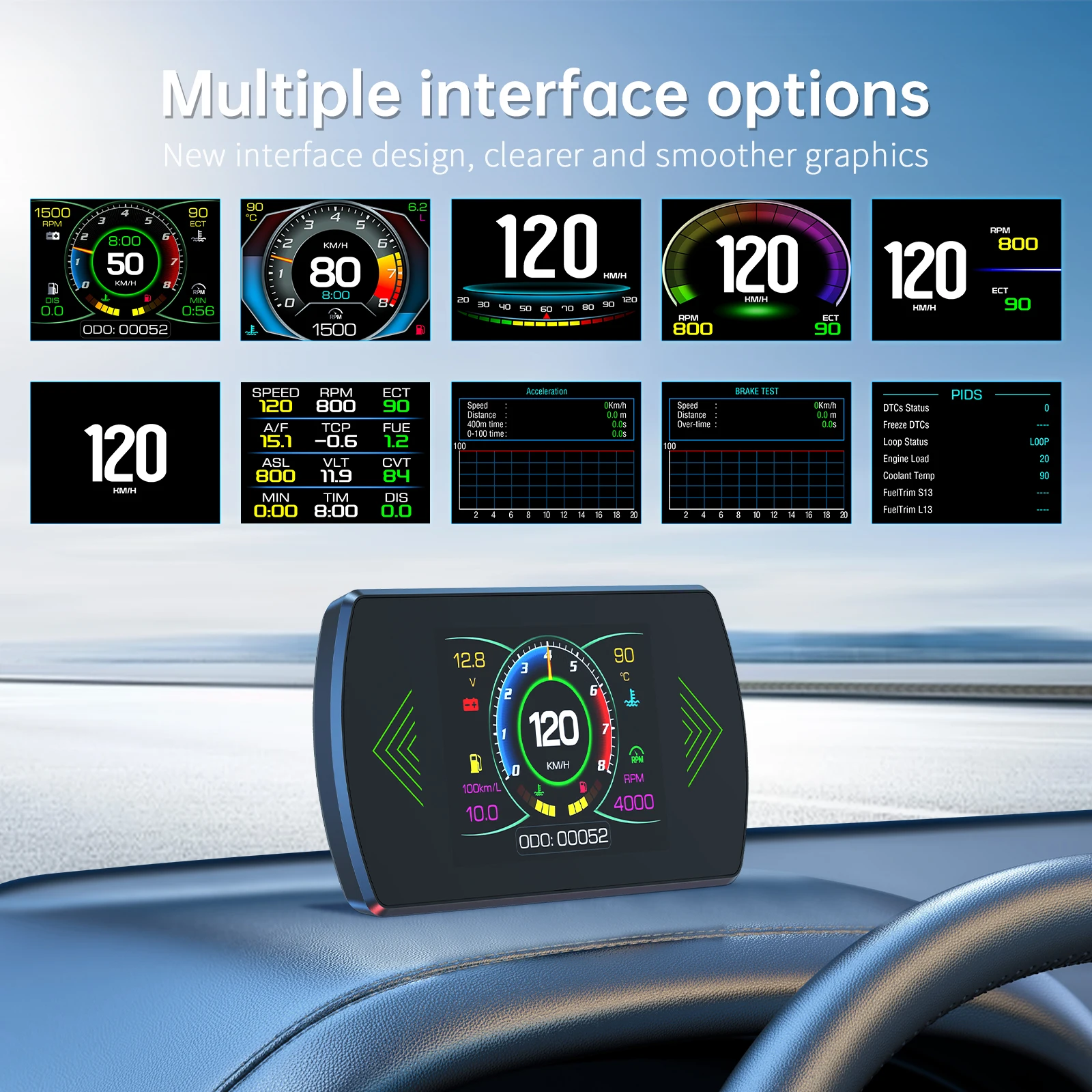 Pantalla frontal HUD P12 OBD para velocidad, temperatura y voltaje - imagen 4